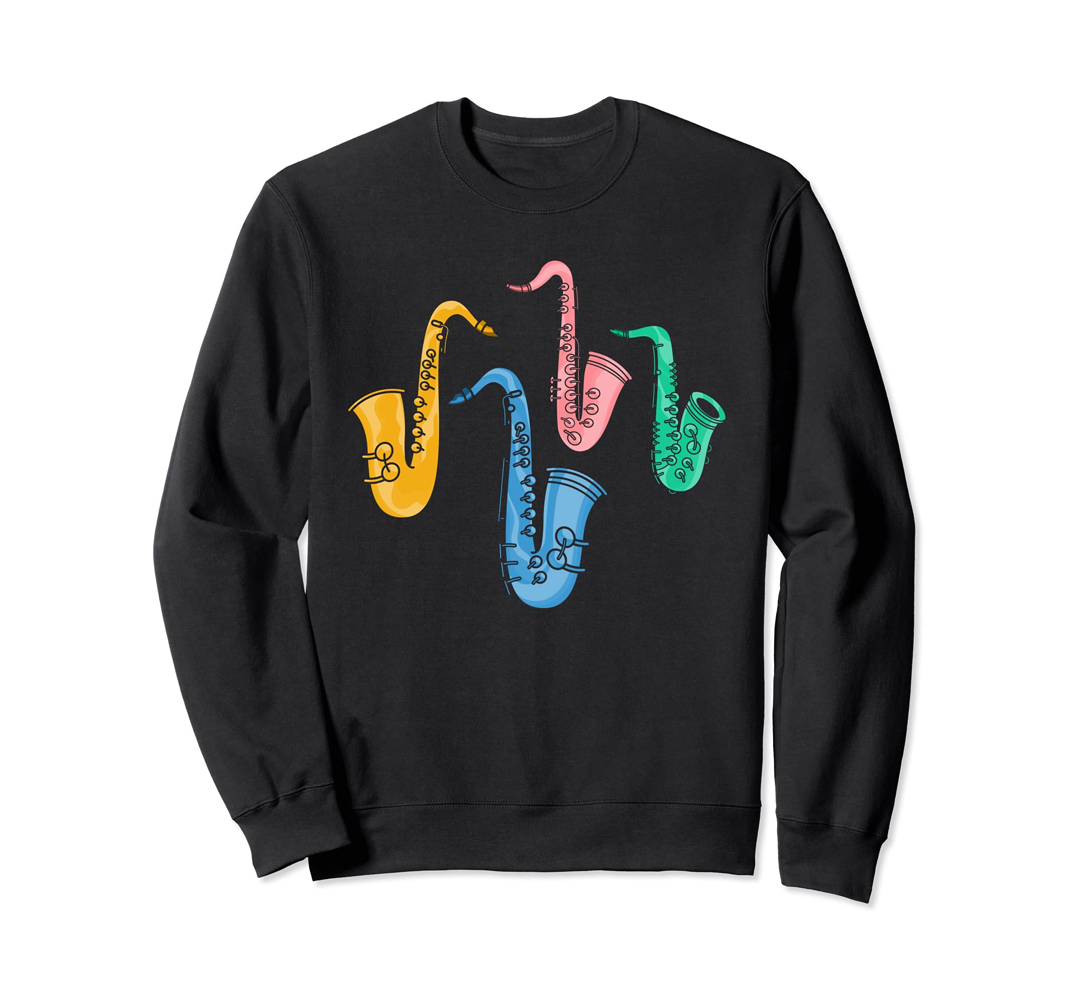 Musician Saxophonist Sax Player Jazz Music Notes Saxophone Sweatshirt, Black