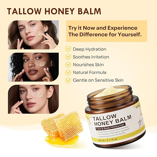 Miniatura 3 de Sarga de ternera para la piel  Bálsamo facial natural de sargo y miel, hidratante orgánico alimentado con pasto, sarga de carne batida para el