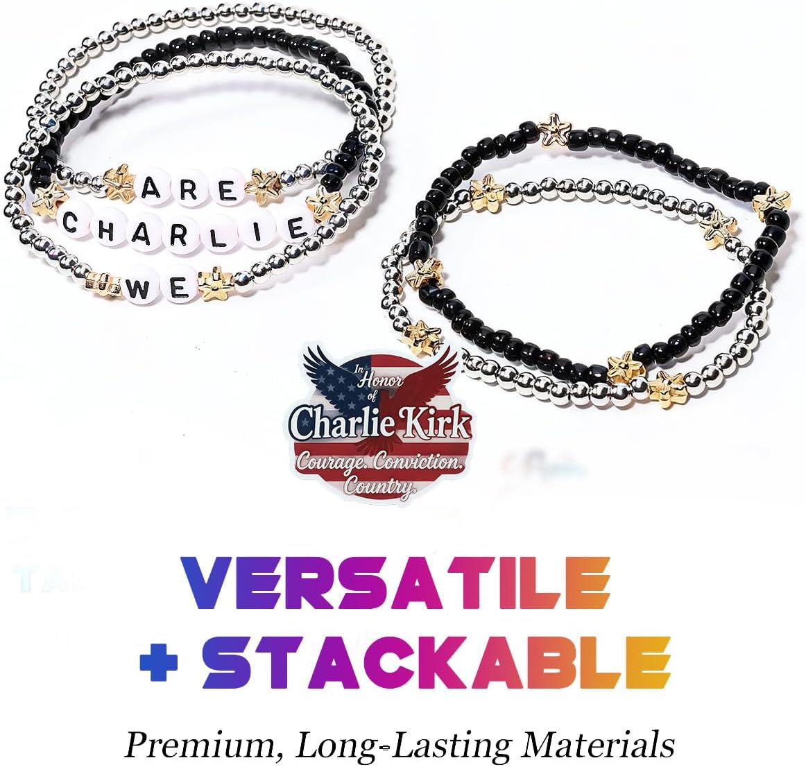 AICase for Charlie Kirk Inspired tpusa Merch Bracelets For Turning Point USA Merch Shooting of Charlie Kirk A True Patriot Assassination Hero Freedom Bracelets Jewelry Gifts for Men&Women_3129 - Image 3