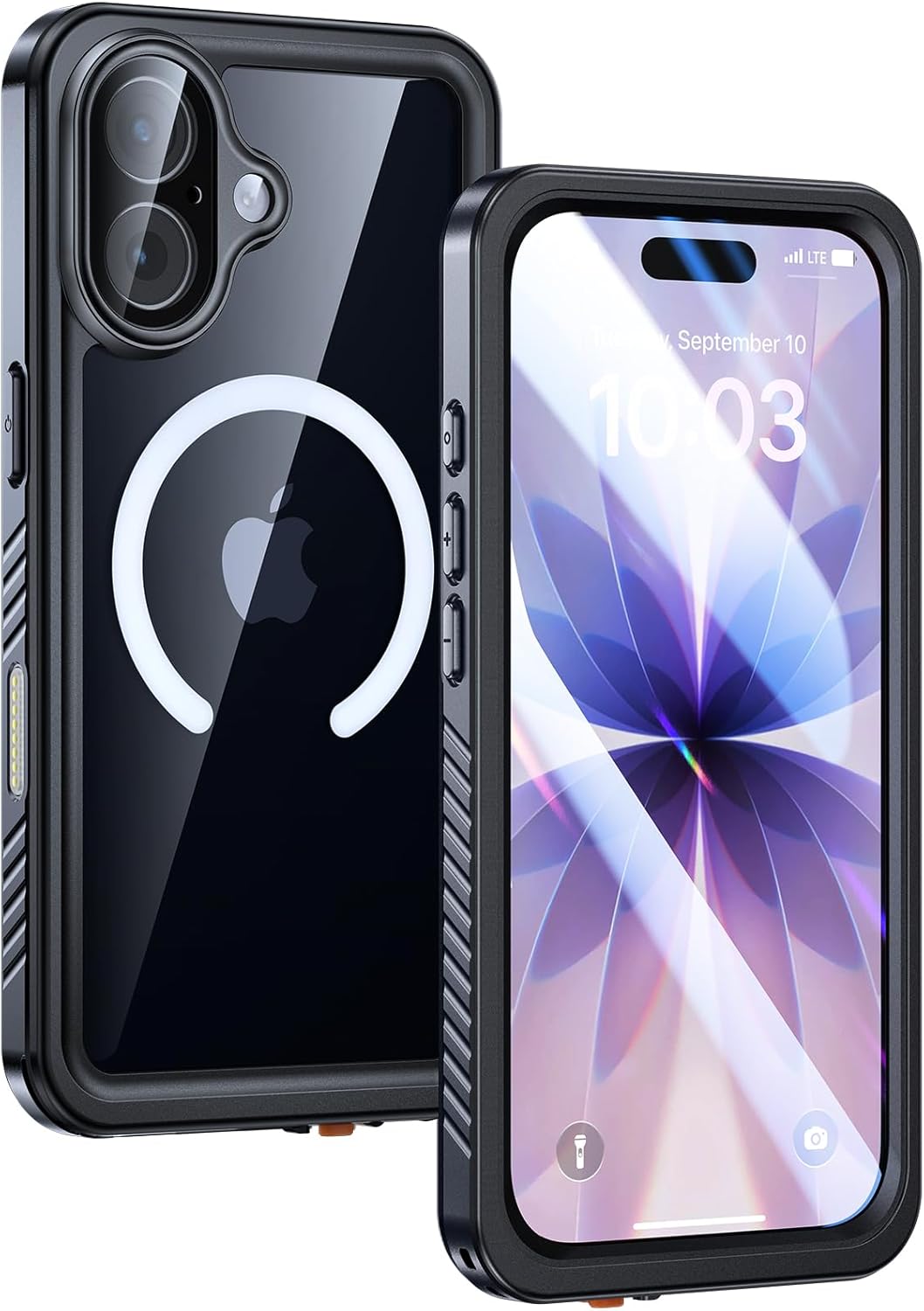 Lanhiem Magnetic for iPhone 17 Case Waterproof, Built in Screen Protector & Camera Protection, [Compatible with MagSafe] Full Body Dustproof Heavy Duty Rugged Phone Case 6.3'' (Black)