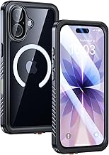 Lanhiem iPhone 17 Case Waterproof Shockproof [Compatible with Mag-Safe] Shatterproof 360 Full Body [with Screen Protection+Camera] IP68 Waterproof Construction Dustproof for iPhone 17, Black