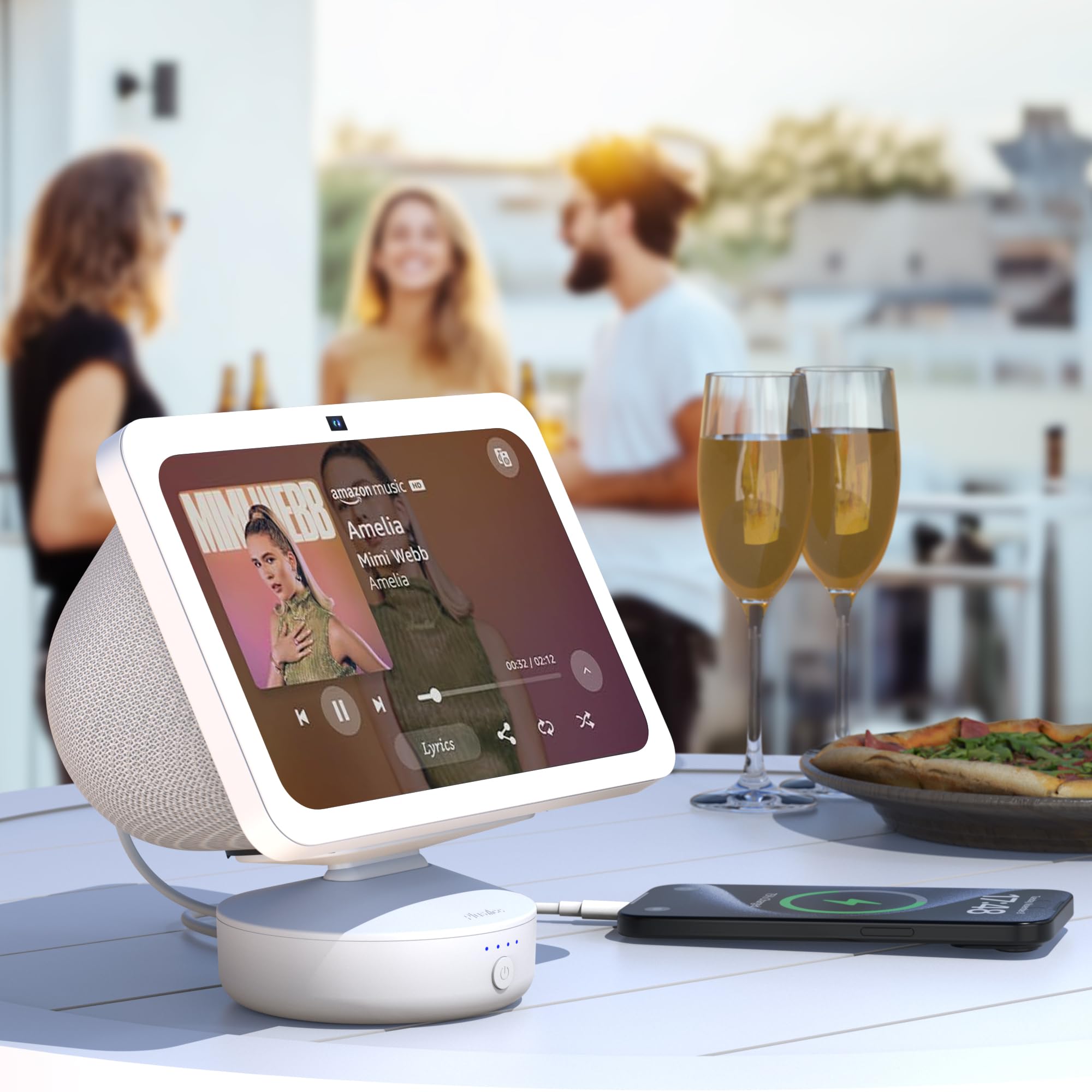 PlusAcc Akku für Sh○w 8 (3. Generation) - 10000 mAh tragbarer Batterie, einstellbare Akkustation mit USB-C Ausgangsanschluss kompatibel mit iPhone, LG Smartphone & Sh○w 8 3. Gen(Weiß)