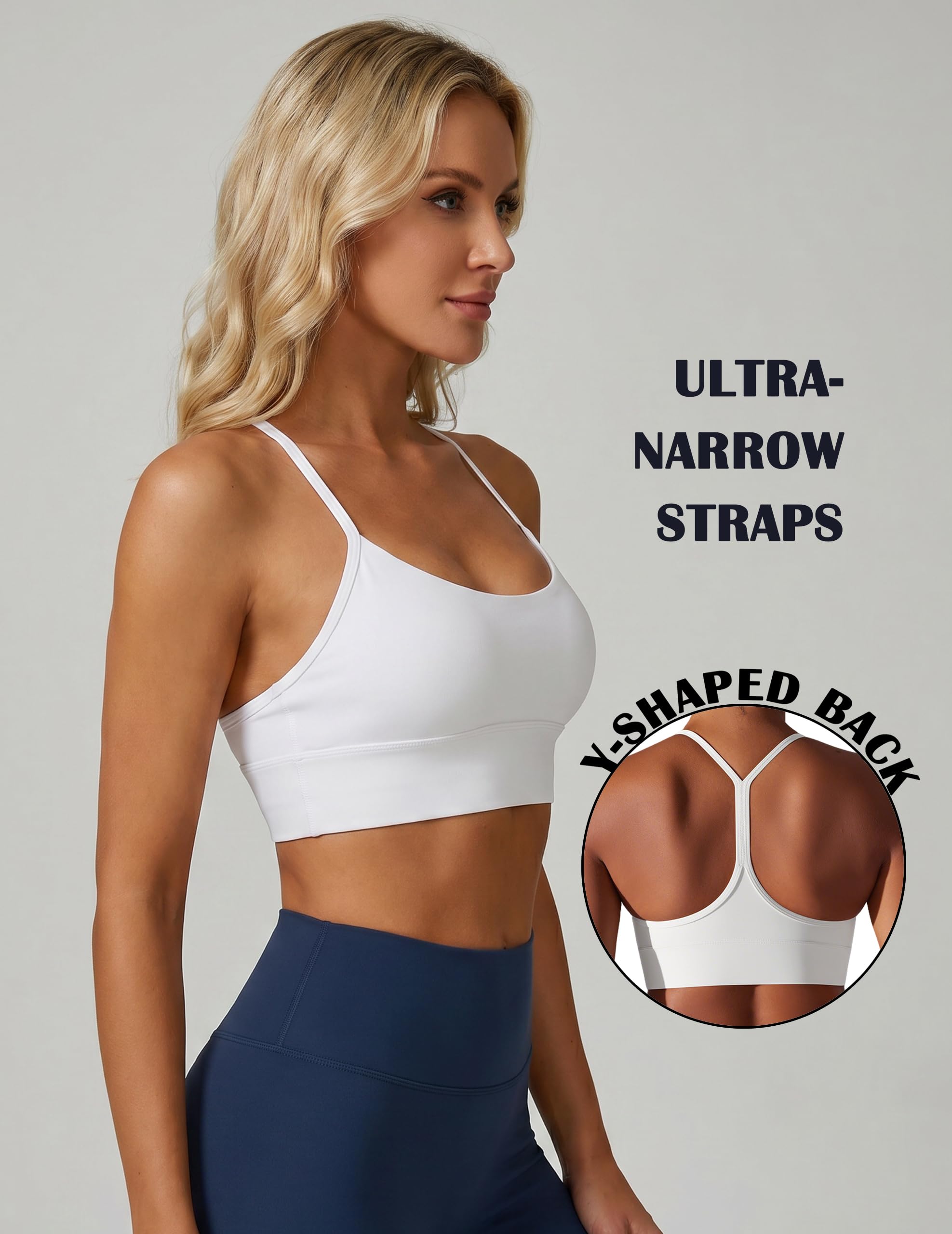 Soutien Gorge de Sport Femme Dos en Y Respirant Bretelles Fines Soutien Moyen pour Yoga Soutien-Gorge de Sport avec Coussinets Amovibles sans Armature pour Fitness Course à Pied