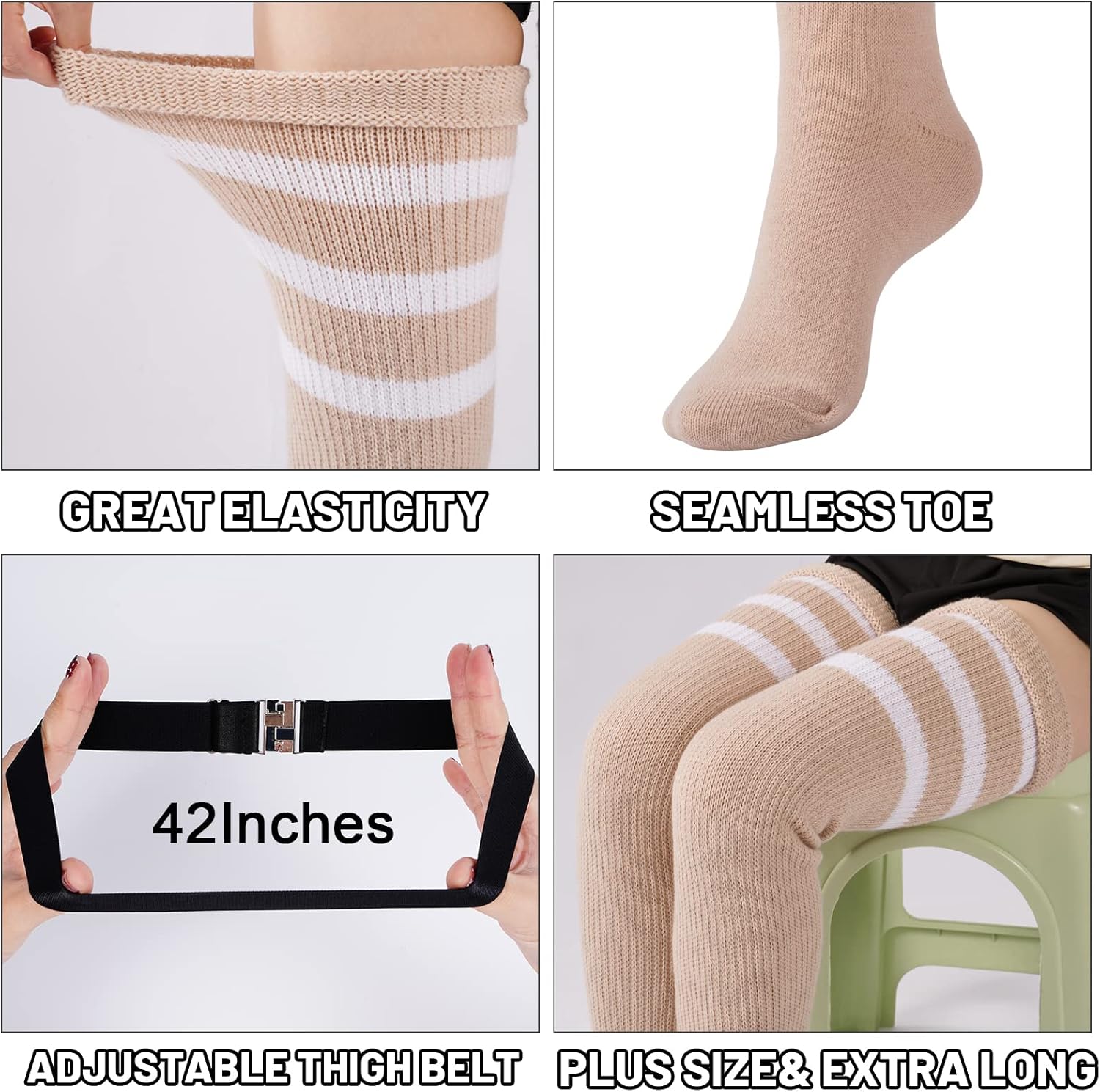 Abodhu Plus Size Thigh High Socks for Thick Thighs Women- Extra Long Widened Extra Long Thick Knit - Image 3