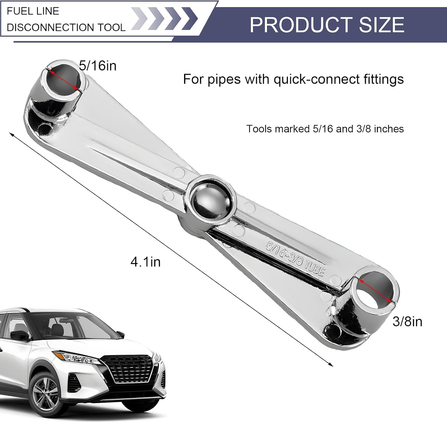 Scissor Fuel Line Disconnect Tool, 3/8 and 5/16 Inch Fuel Line Remover for Quick Disconnection, 2-in-1 Metal Scissor Removal Tool for Vehicle Heater A/C Lines Service