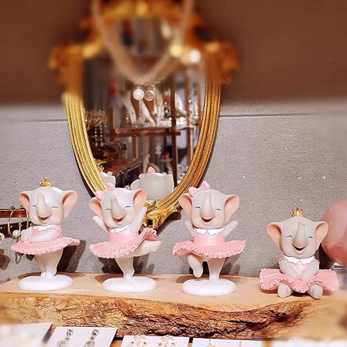 Miniatura 8 de Comfy Hour Figura de vestido rosa de elefante bailarín de 5 pulgadas, decoración de pastel de elefante, estatua coleccionable, decoración de