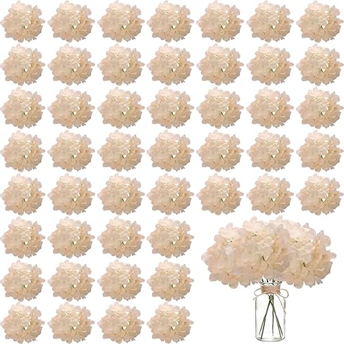 100 PCS Flores de Hortensia Artificiales, Flores Falsas de Seda Cabezas de Flores Completas de Hortensia con Tallos para Bodas, Hogar, Fiestas,