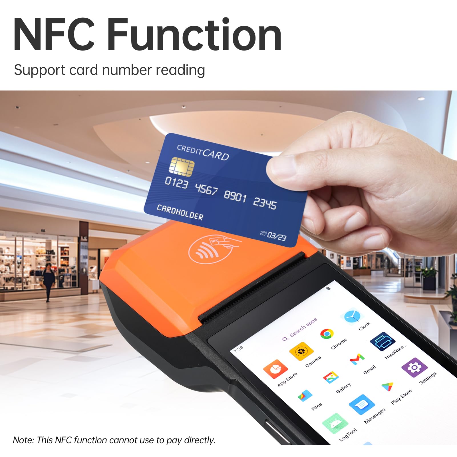 Bisofice Android 14 PDA Handheld POS Terminal Belegdrucker, Mobile Computer PDA mit 1D 2D QR Barcode Scanner, WiFi & 4G, BT, 5.5"" Touchscreen 5MP Camera für Einzelhandel, Lager, Logistik, POS System