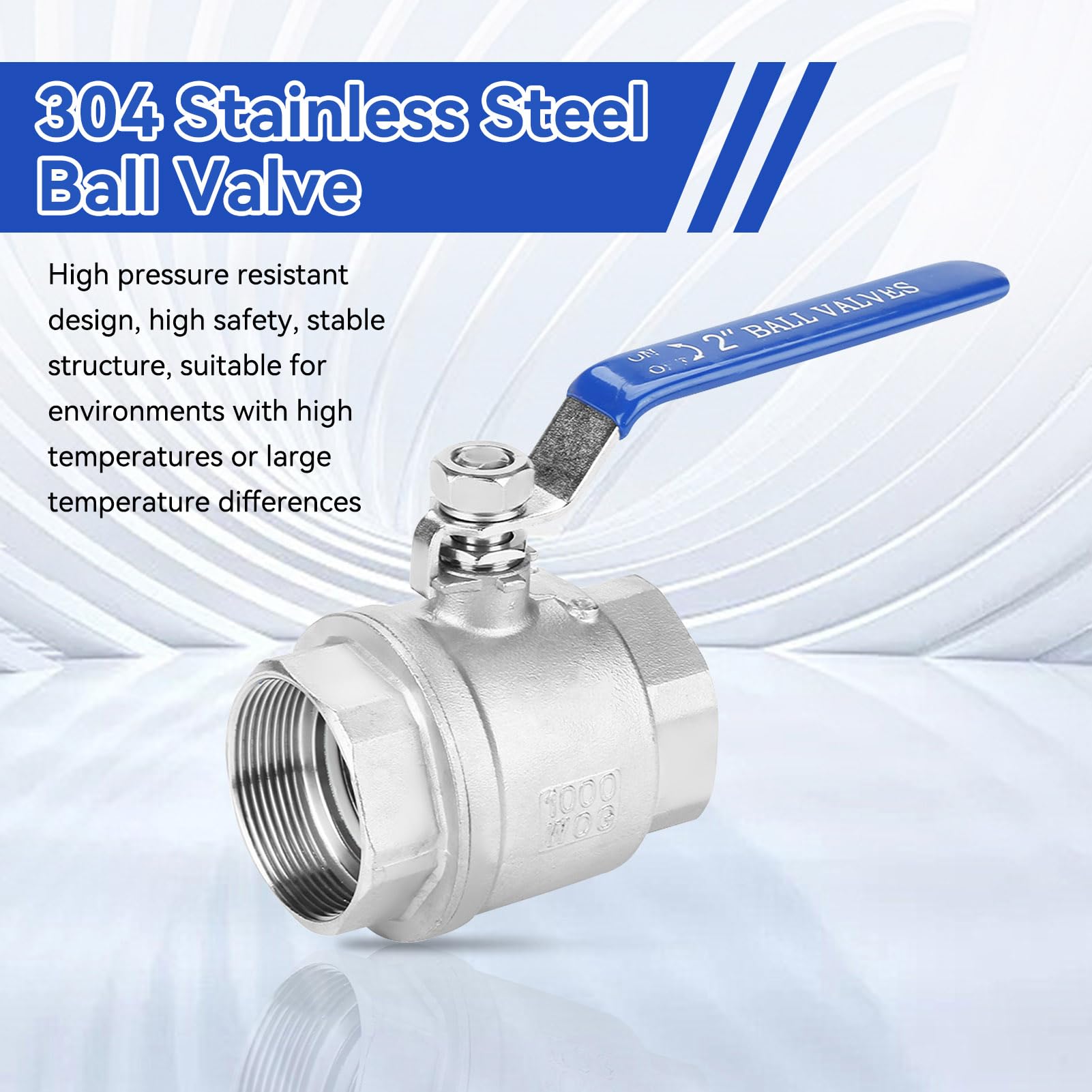 Valvola a Sfera DN50 da 2 ", Valvola a Sfera in Acciaio Inox 304 Filettatura Interna per Uso Industriale, Commerciale, Domestico, Barili Di Acqua Piovana