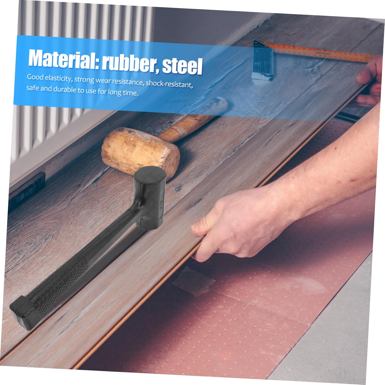 STOBOK 2 Pcs Non-Slip Rubber Flooring Hammers for Tile Installation Heavy Duty Mallet Steel Core for Marble and Wood Flooring Projects