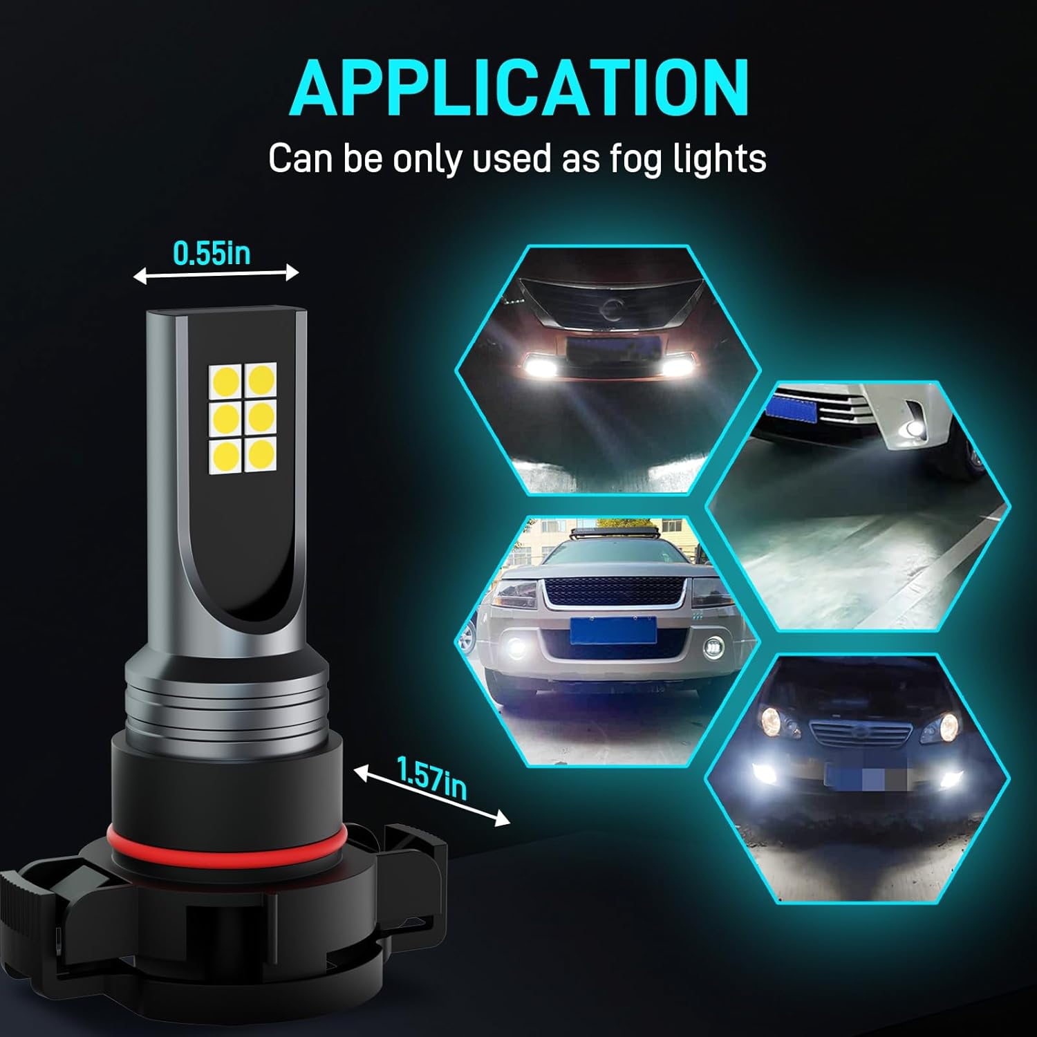 XFLHEHD Yukon LED Fog Lights Fits for 2007-2014 GMC Yukon, 6500K Cool White Yukon Fog Lights Bulbs Replacement Kit, Direct Plug and Play, Pack of 2