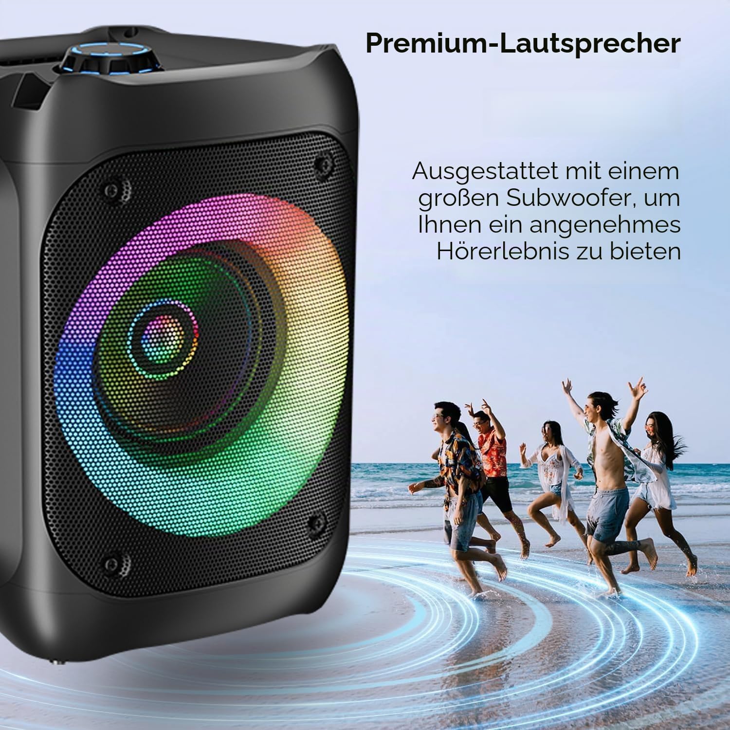 Ankuka Karaoke Maschine Karaoke Anlage mit 2 mikrofonen (1 Drahtloses Mikrofon & 1 Mikrofon Kabellos) Mikrofon mit Lautsprecher Potatile PA-System unterstützt Bluetooth/TF/USB/AUX/FM/TWS (Schwarz)
