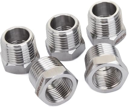 LTWFITTING Bar Production Stainless Steel 316 Pipe Hex Bushing Reducer Fittings 1/2" Male x 3/8" Female NPT Fuel Water Boat Pack of 5