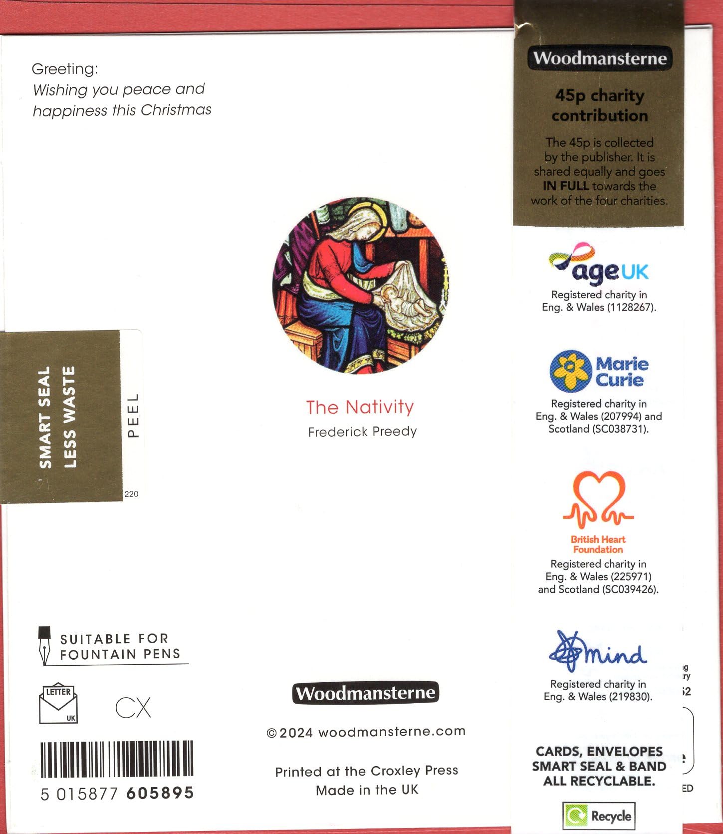 Charity Christmas Cards Pack of 5 - Age UK, Marie Curie, BHF, Mind - Religious Design - The Nativity - Made in the UK - Eco-Friendly - Image 4