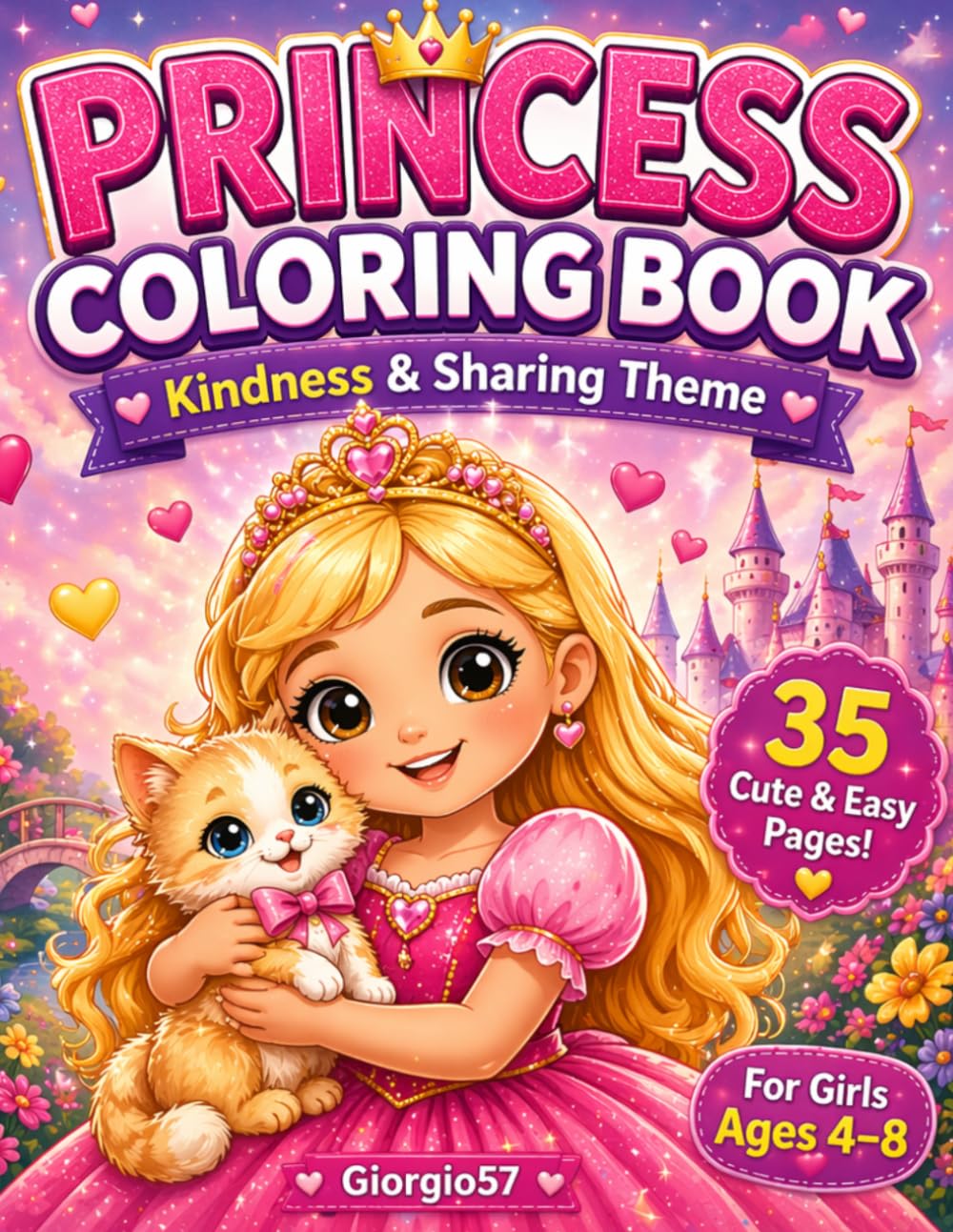 A Kind Princess Shares and Helps Others: A Cute Coloring Book for Girls Ages 4–8 | Little Princess Adventures: A Magical Coloring Book that Teaches Kindness, Sharing, and Helping Others!