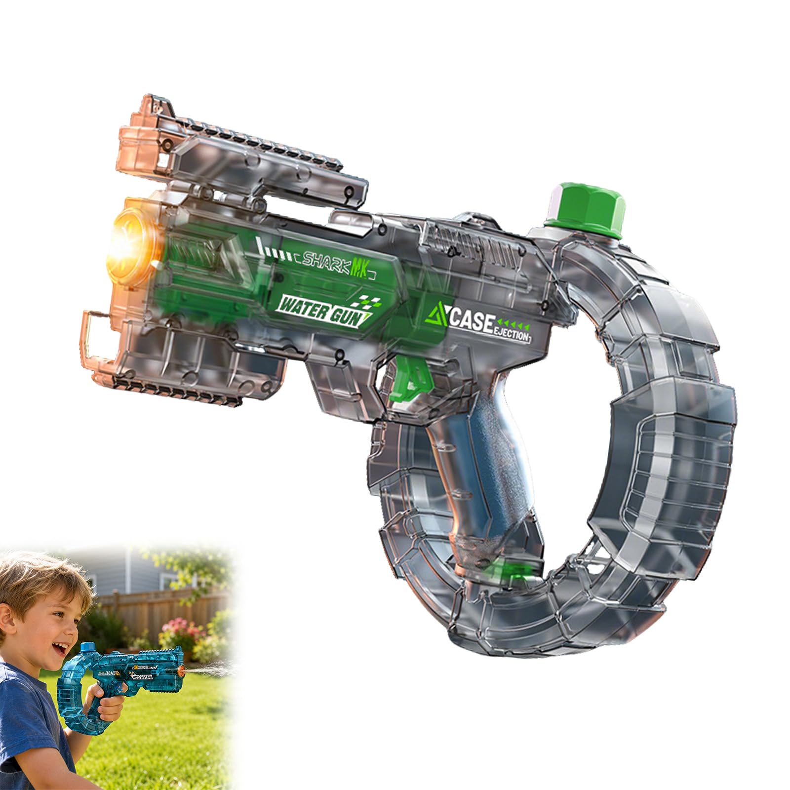 Electric Water Gun, Automatic Water Gun with LED Lights, Water Gun Electric for Kids & Adults, Large Capacity Battery Powered Water Blaster for Pool, Beach, Garden & Summer Outdoor Parties (Green)