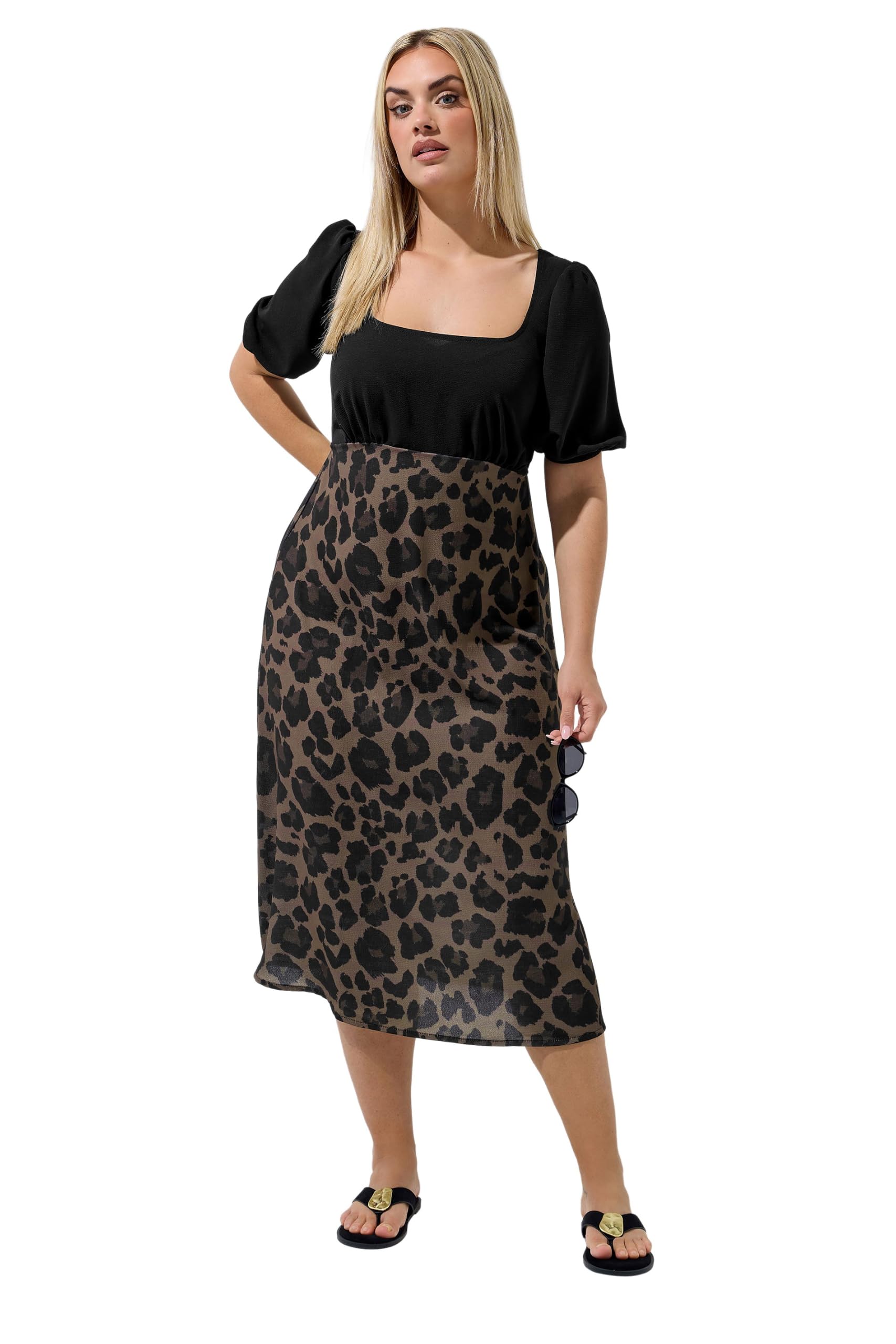 Yours Women's Multi Leopard Print Mixed Dress Size 22-24