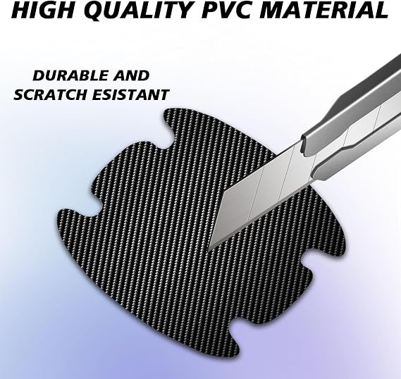 4PCS Car Door Handle Scratch Protector, Carbon Fiber Anti-Scratches Door Handle Cup Sticker, Non-Marking Car Accessories Door Handle Bowl Paint Guard Protective Films (Black)