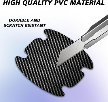 4PCS Car Door Handle Scratch Protector, Carbon Fiber Anti-Scratches Door Handle Cup Sticker, Non-Marking Car Accessories Door Handle Bowl Paint Guard Protective Films (Black)