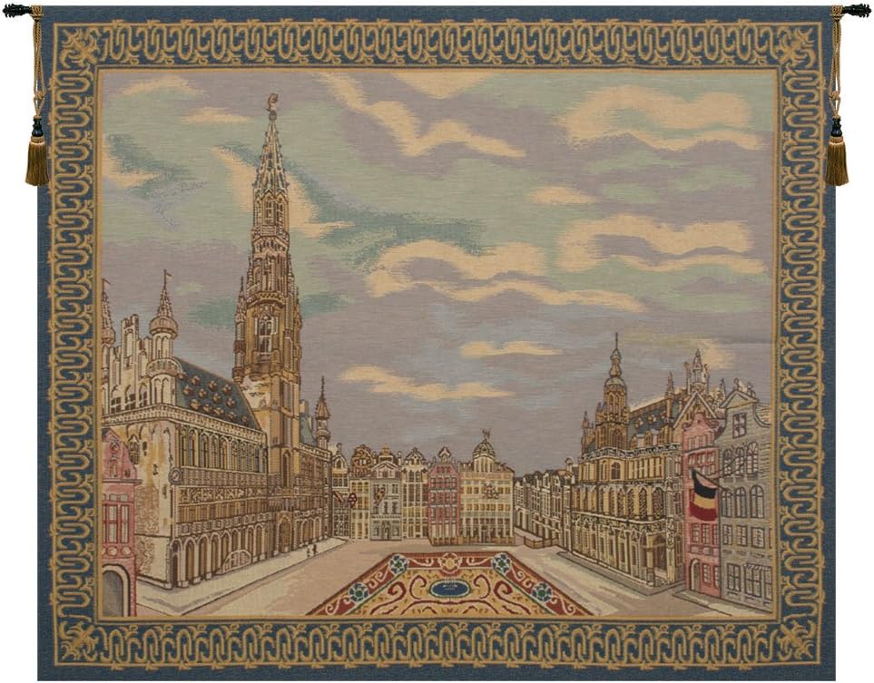 C Charlotte Home Furnishings Inc Brussels Place Belgian Tapestry Wall Hanging | Viscose Cotton and Polyester Blend Wall Art | 26 in. x 33 in | Home Decor Accents