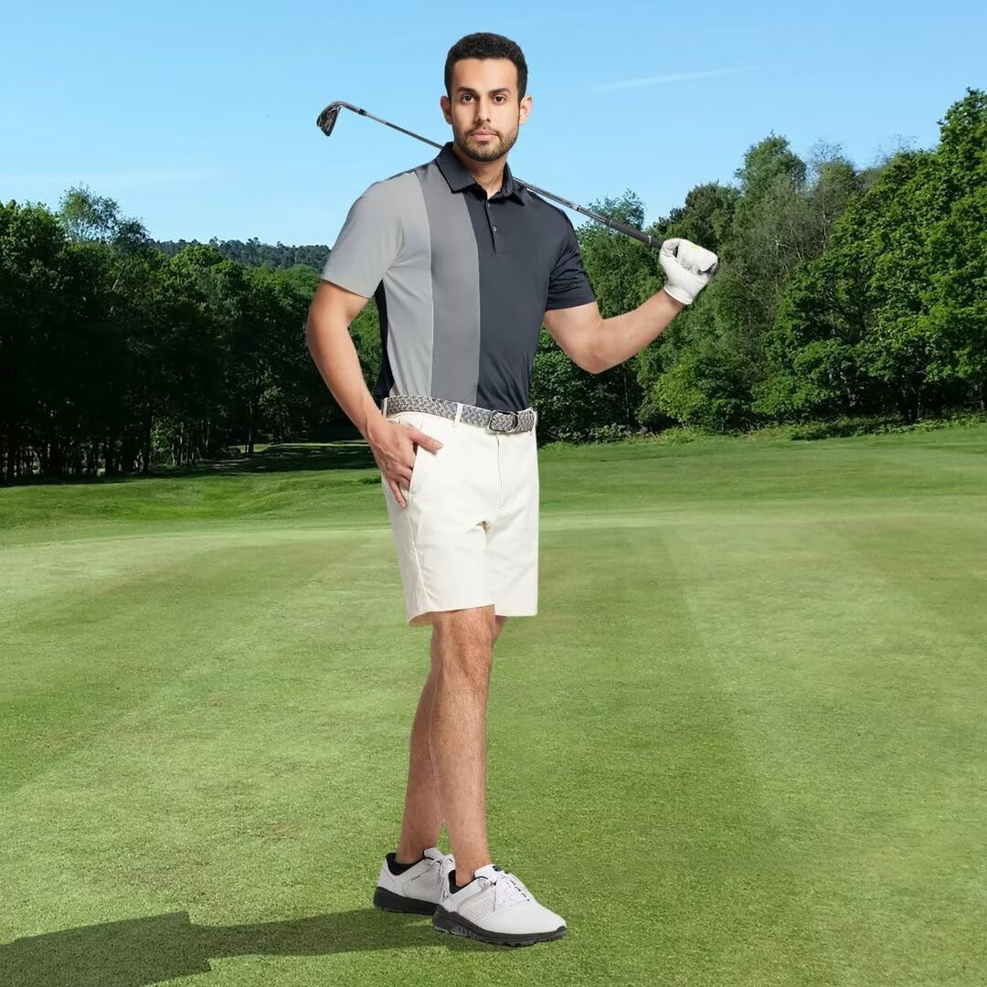 M MAELREG Mens Golf Polo Shirts Short Sleeve Dry Fit Casual Performance Moisture Wicking Color Block Polo Shirts for Men - Image 2