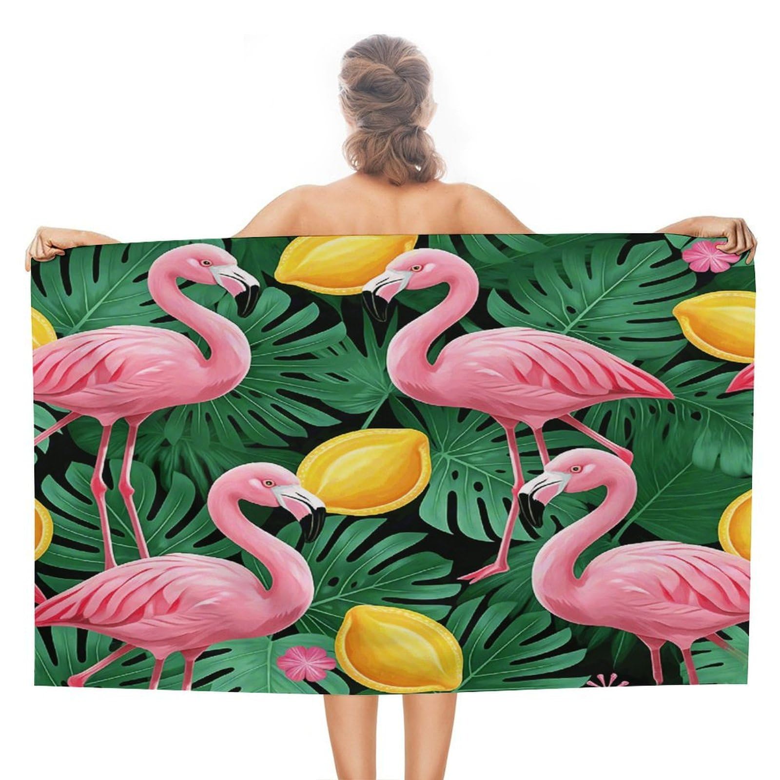 VstaDank Cute Flamingo Beach Towel 51x31 Inch Oversized Soft Bath Towel Luxury Plush Thick Hotel Swim Pool Towels Super Quick Dry Travel Towels for Camping Gym Sports Yoga