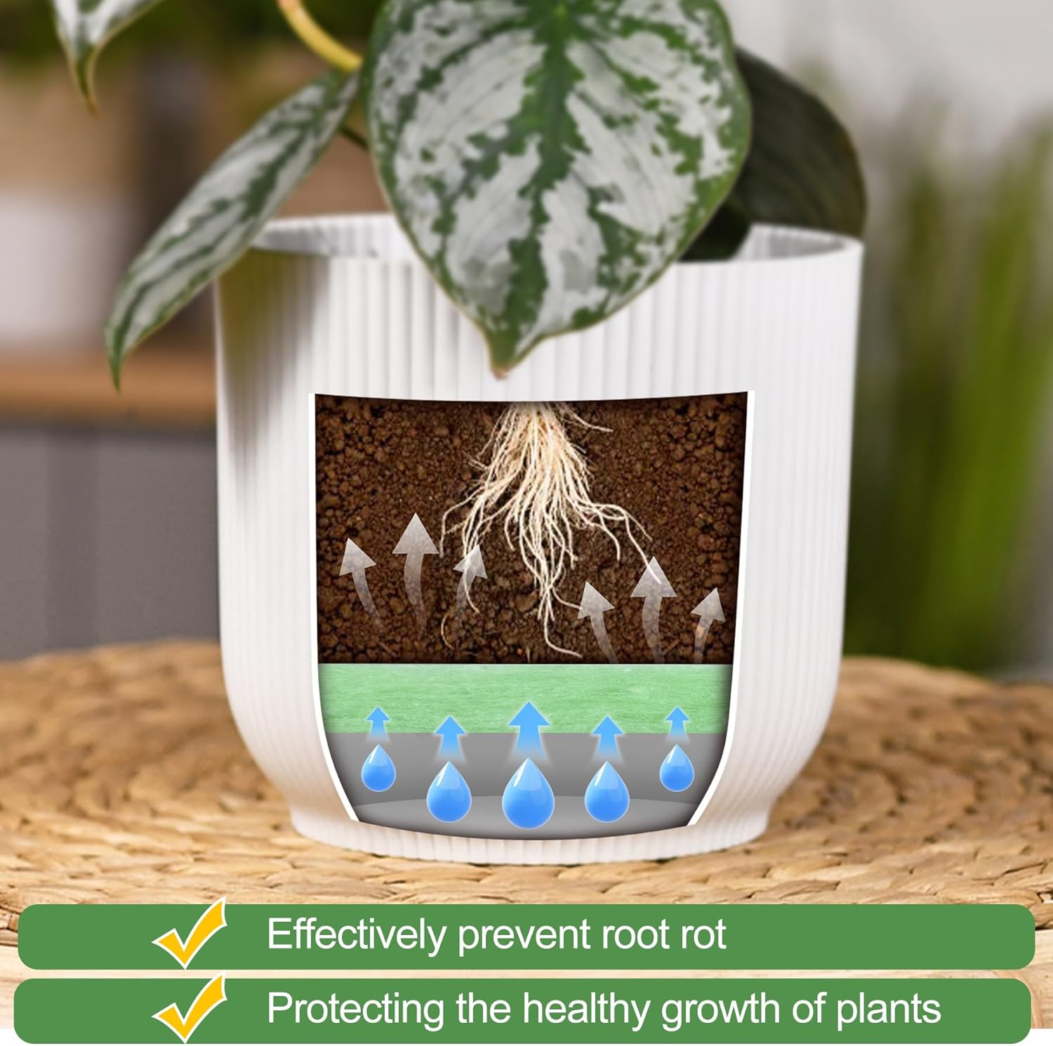 6 PCS Flower Pot Filler Insert 31.5''x 11.8'' Green Plant Pot Filler Drainage Insert Lightweight Planter Drainage Materials for Planter Indoor Outdoor Gardening Plants Container