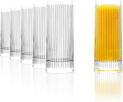 Stölzle Lausitz Soho Power Juice Glass Set - Set of 6 Elegant 12.75 oz Highball 