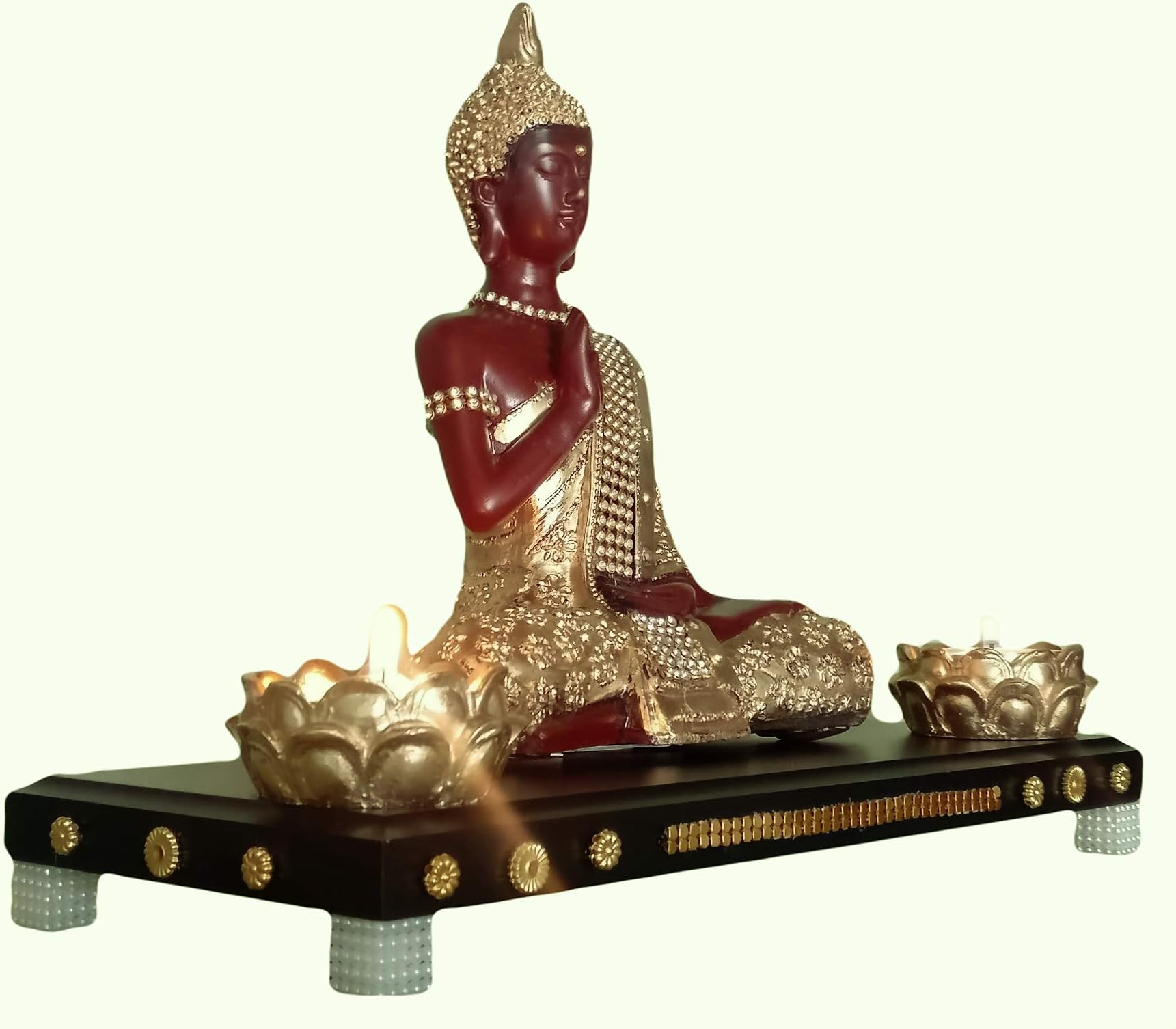 Sacred Blessings Polyresin Sitting Buddha Statue Showpiece Idol for Home Decor (28 x 11 x 22) cm, 1 Set