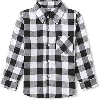 Boys Flannel Shirt Toddler Buffalo Plaid Shirt Long Sleeve Button Down Shirts Kids Casual Tops