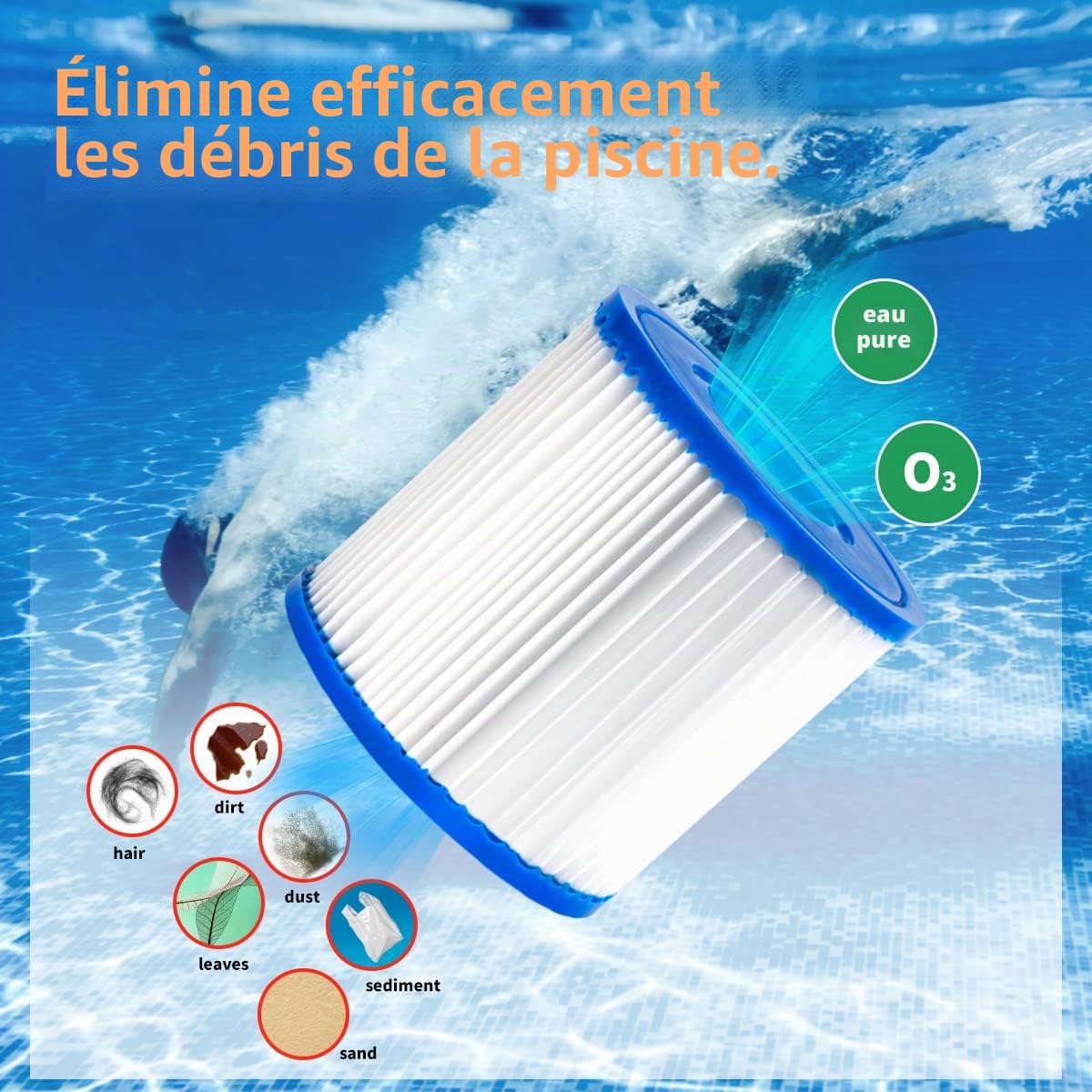 WuYan Lot de 4 filtres pour Piscine Summer Escapes Type D, Summer Waves P57100102, SFS-350 RP-350 RP-400 RP-600 RX-600…
