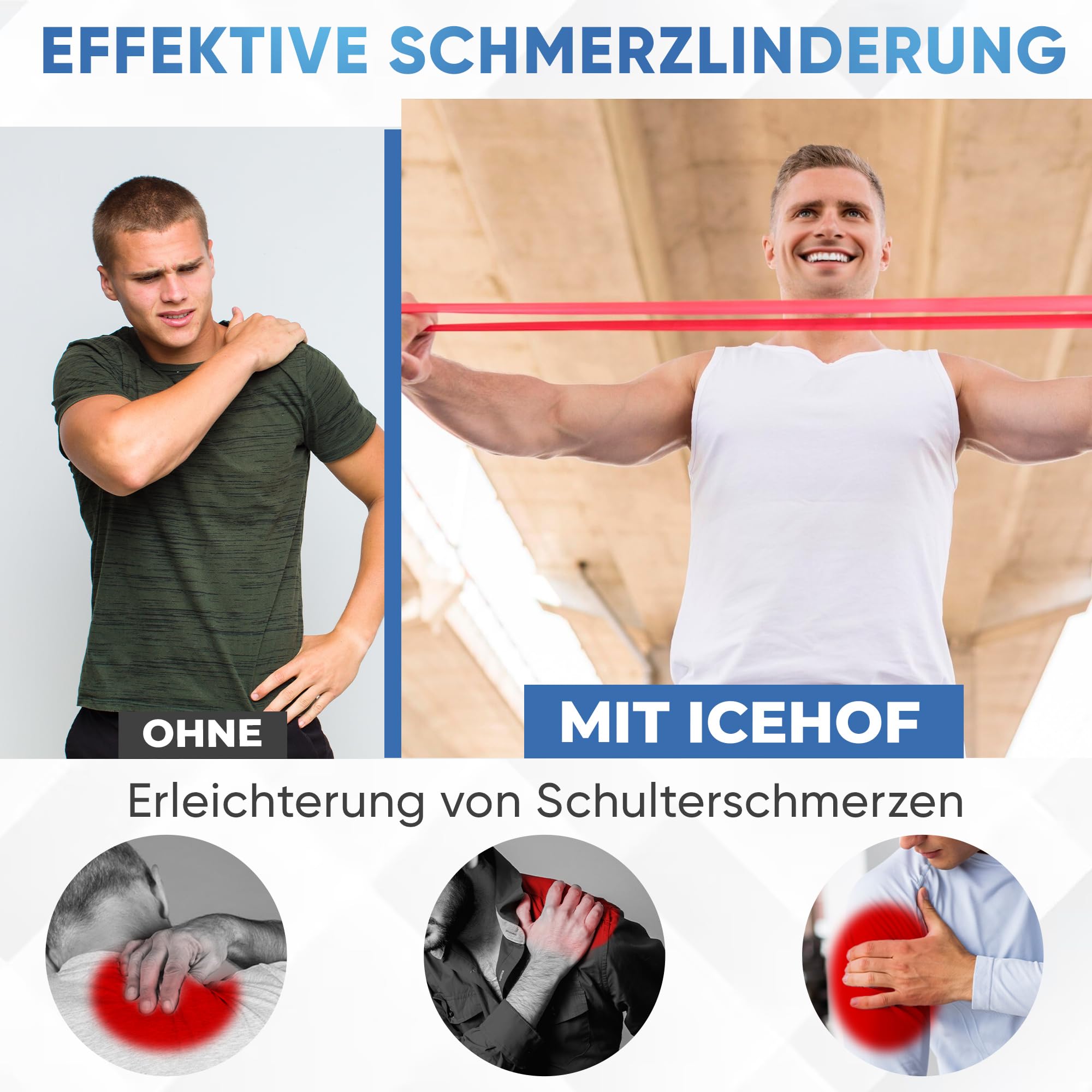 ICEHOF Fascia per spalle con compresse di raffreddamento – Cuscinetto refrigerante per spalle – Manicotto refrigerante per uomo e donna – Fascia di raffreddamento per spalle