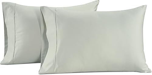 LANE LINEN - Juego de 2 fundas de almohada, se adapta a almohadas tamaño estándar y Queen, 450 hilos, 100% algodón, de lujo, satén, suaves y