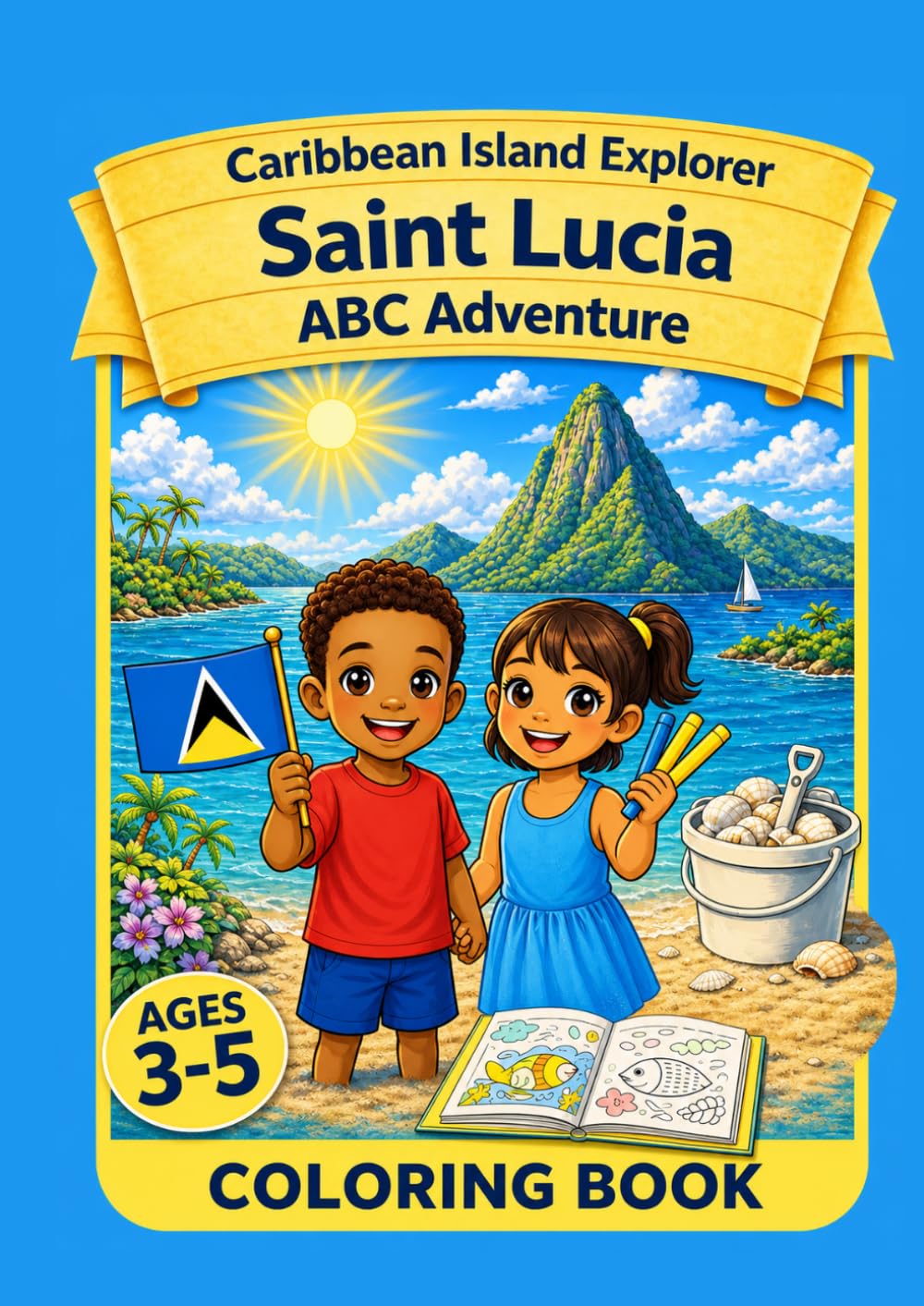 Caribbean Island Explore Saint Lucia ABC Adventure Coloring book