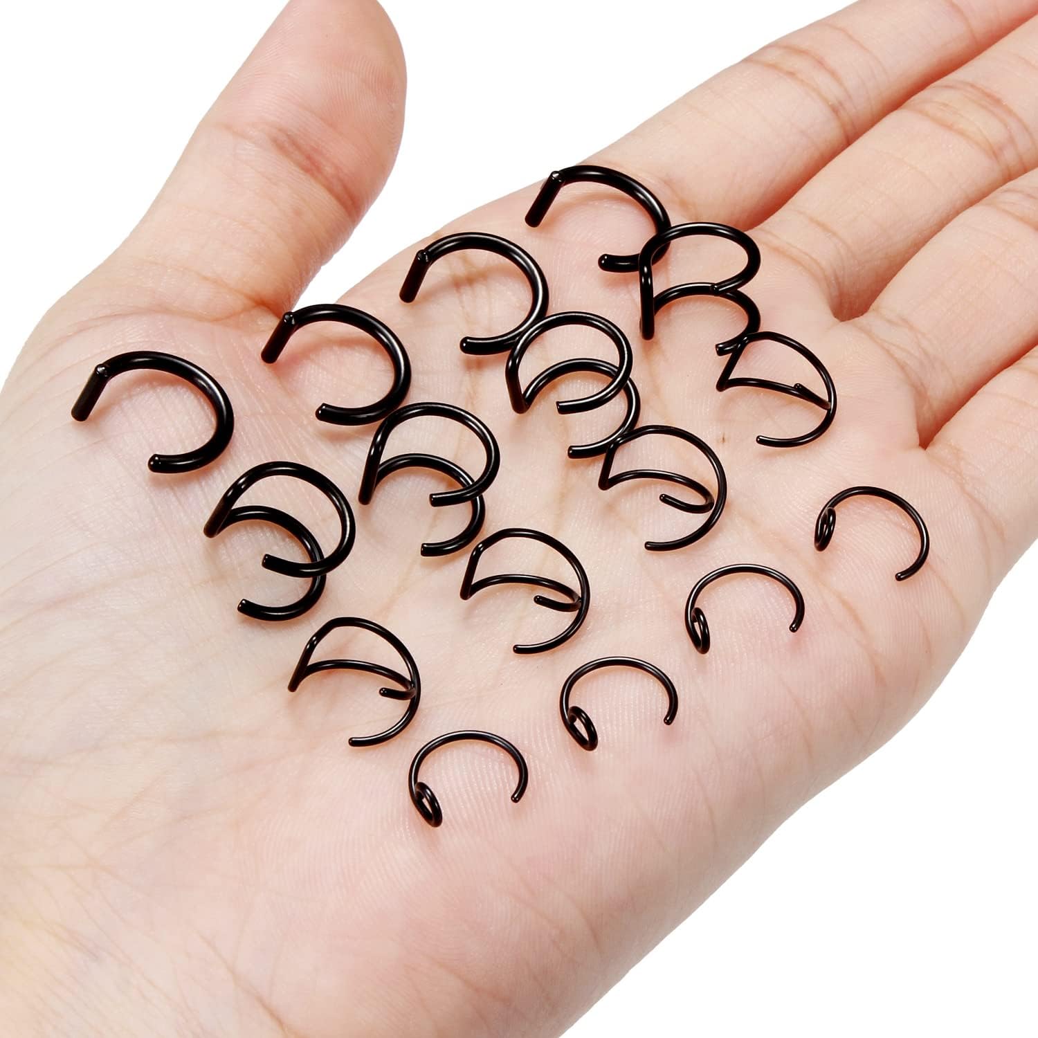 Fake Lip Rings T Shaped Stainless Steel Gothic Clip on Non Piercing Nose Ring Double Cartilage Helix Earrings Ear Cuff for Women Men