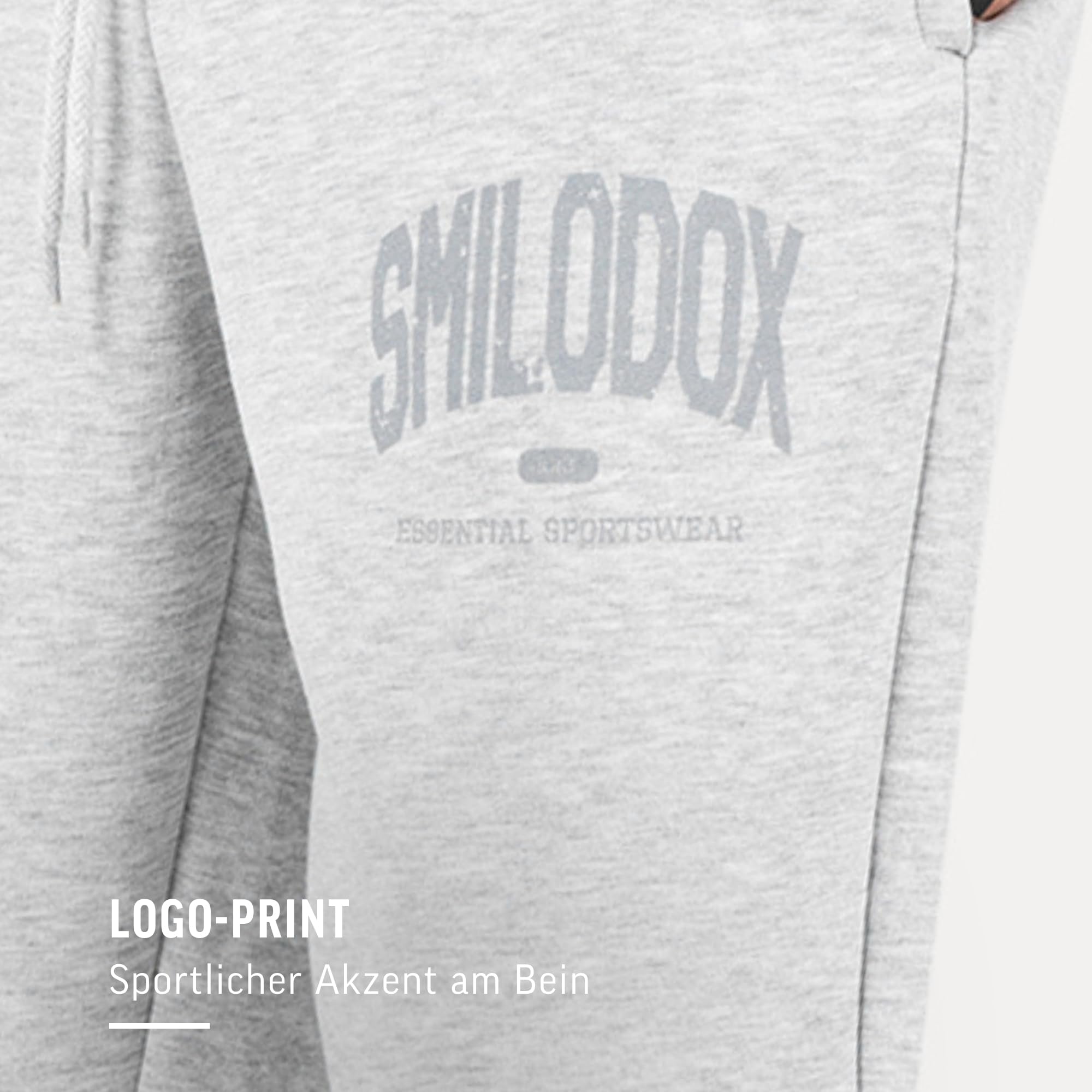 SMILODOX Jogginghose Herren Oswin, Oversized Fit Trainingshose mit elastischem Bund & verstellbarem Kordelzug, Logo-Print, praktische Seitentaschen, Lange Sporthose für Freizeit und Sport