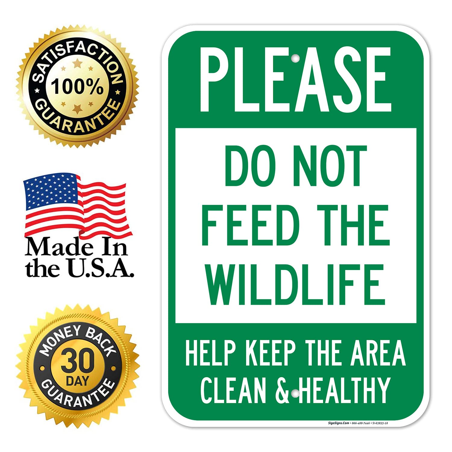 Please Do Not Feed The Wildlife Help Keep The Area Clean and Healthy Sign, 12x18 Inches, Rust Free .063 Aluminum, Fade Resistant, Made in USA