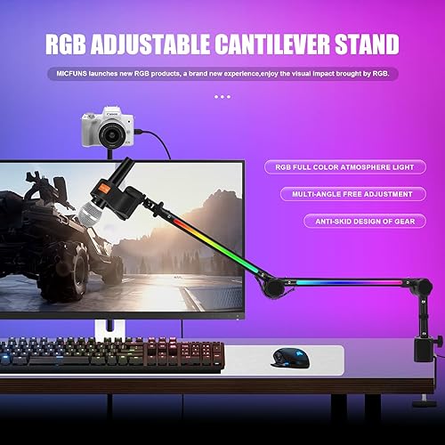 Miniatura 4 de Soporte de micrófono ST3 Soporte de brazo de brazo de escritorio soporte de micrófono, con clip mejorado para micrófono, adecuado para micrófono de