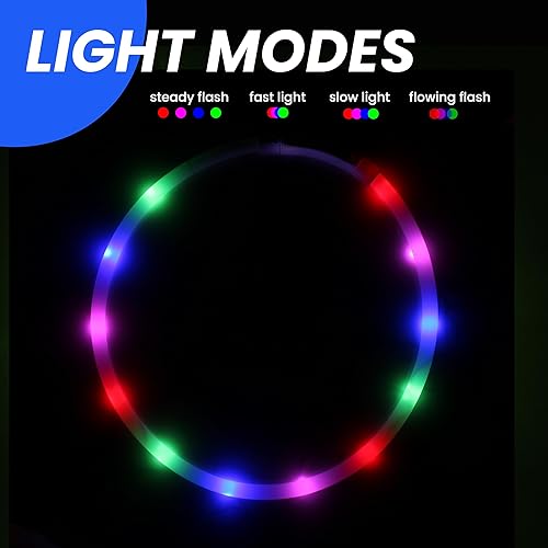 Miniatura 2 de WePet Collar de perro con luz LED, recargable por USB, collar básico de seguridad para caminar nocturno, luz de flash, brillante, cortable,