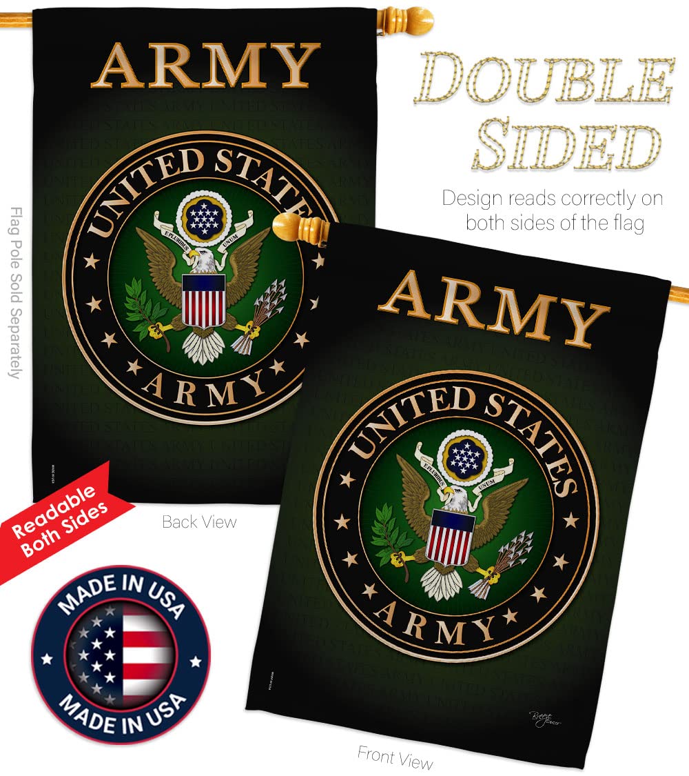 Breeze Decor Army Garden House Flag Kit Kit Forces Armed Forces Rangers United States American Military Veteran Emerytura Oficjalna dekoracja baner mały prezent na podwórko dwustronny, 1 x 1 x, Made in USA