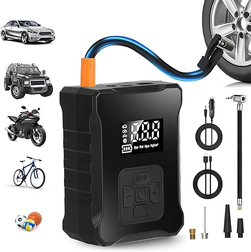 Tire Inflator Portable Air Compressor, 150PSI Air Pump for Car Tires with 4000mAh Battery & Tire Pressure Gauge, Cordless Smart...
