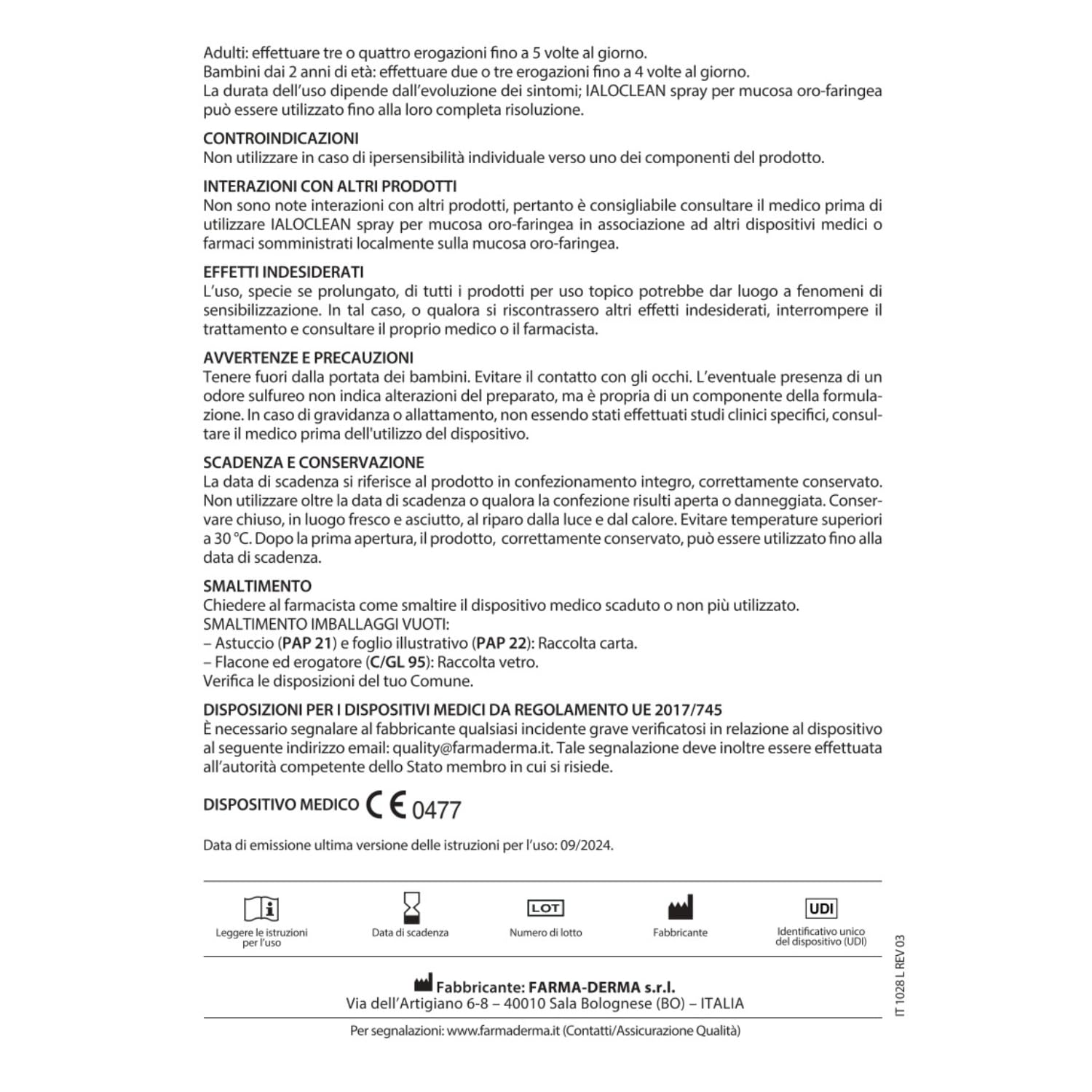 FARMA-DERMA Ialoclean Spray per Mucosa Oro-Faringea 30ml a Base di Acido Ialuronico | Spray Gola | Idratante, Lubrificante e Emolliente | Coadiuvante delle Affezioni delle Vie Respiratorie