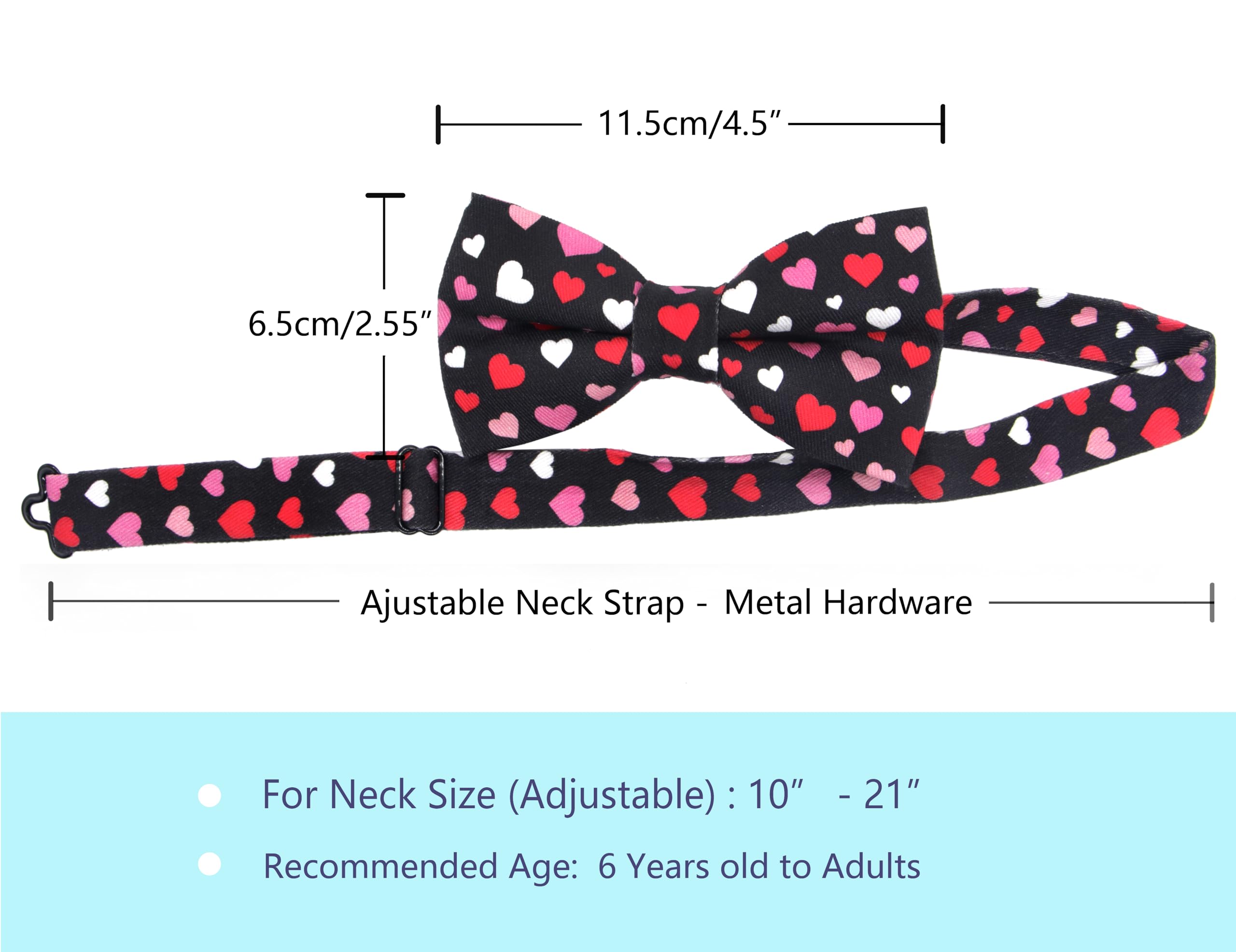 OCIA Nœud papillon réglable en coton avec motif mignon pré-noué pour adultes et enfants