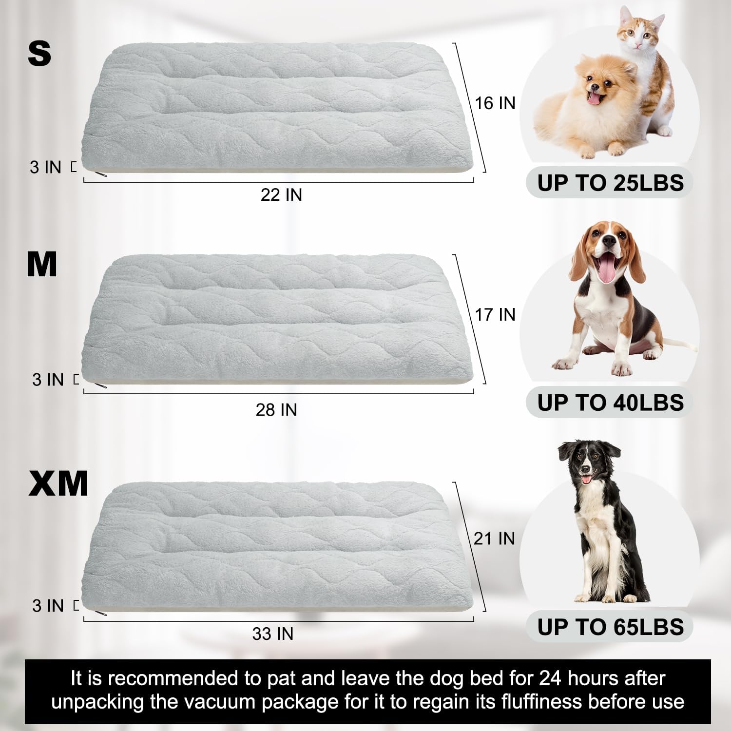 review furrybaby Washable Dog Bed Mat for Large Medium Small Dogs with Removable Cover & Anti-Slip Bottom Soft Fluffy Dog Crate Pad Mat Cozy Warm Pet Sleeping Kennel Pad 33