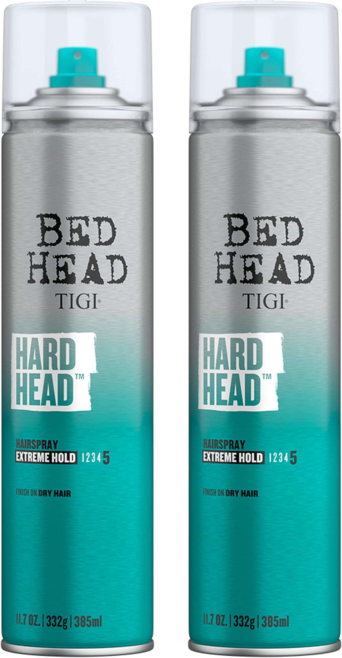 Bed Head Hairspray - Hard Head Hairspray - Extra Strong Hold - Hair Care Spray for All Hair Types, Natural Shine Finish, 11.7 oz, 2 Pack