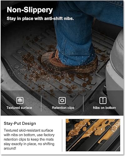 Miniatura 6 de KIWI MASTER Alfombrillas para Dodge Ram 150025003500 Crew Cab 2009-2018, Ram 1500 Classic Crew Cab 2019-2024, alfombrillas para todo tipo de clima,