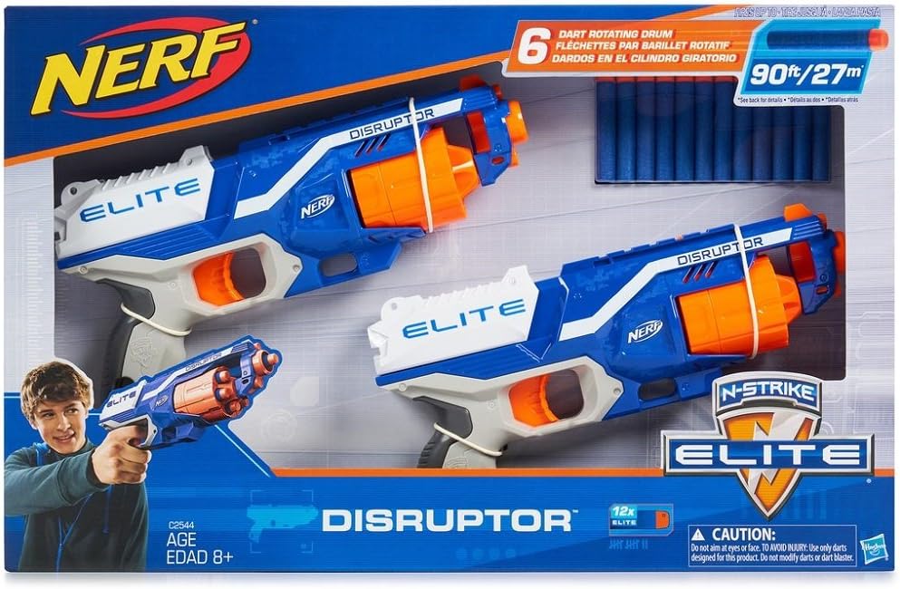 NERF N-Strike Elite Disruptor 6 Dart Rapid Fire NERF Gun Blaster Shoots 90 ft! (Twin Pack)