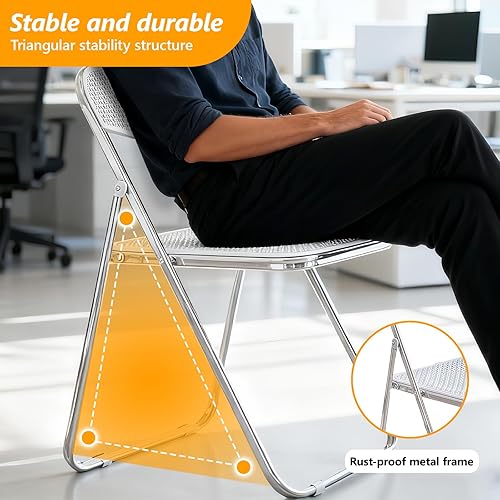 Miniatura 6 de Paquete de 6 sillas plegables, con marco de acero de capacidad de 350 libras, sillas plegables para exteriores e interiores, sillas portátiles de