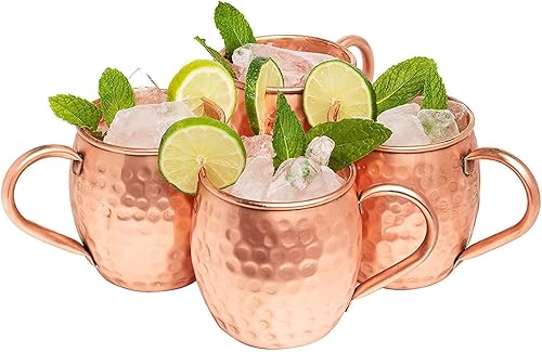 Miniatura 9 de BOLD & DIVINE Auténticas tazas de cobre Moscow Mule  Juego de 4 (16 onzas)  Juego de tazas de cobre 100% sólido con 4 pajitas, 1 vaso de chupito, 1