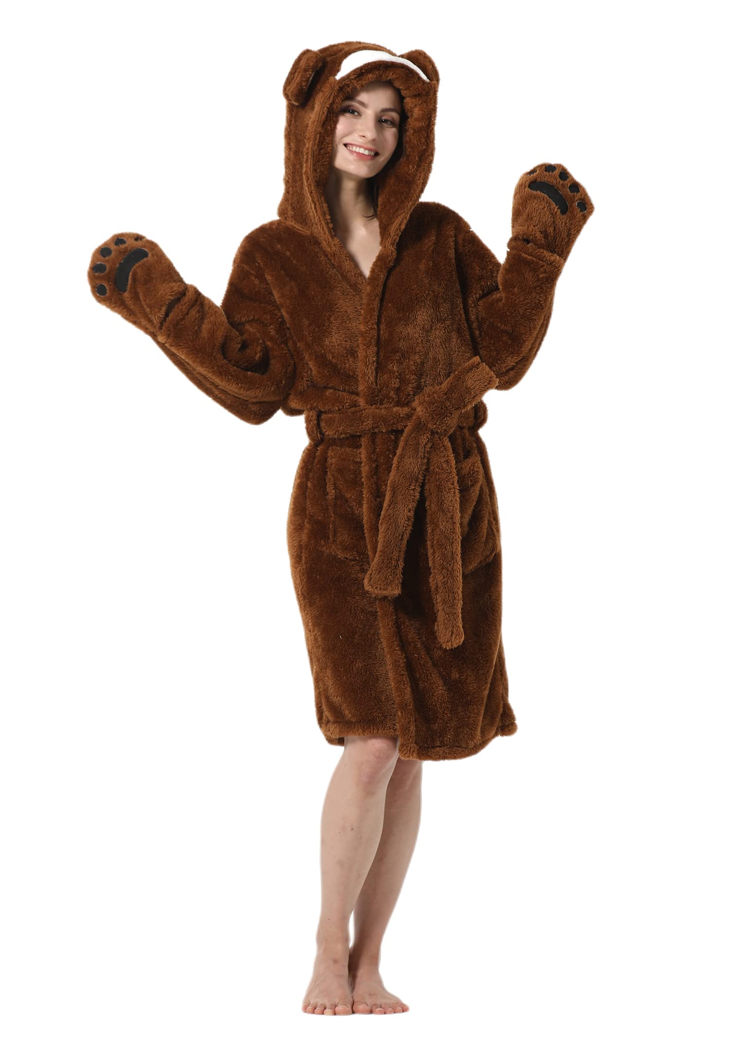 ATOZ Peignoir Doux Femme Animaux de Dessin Animé Flanelle Pyjama Robe Bain